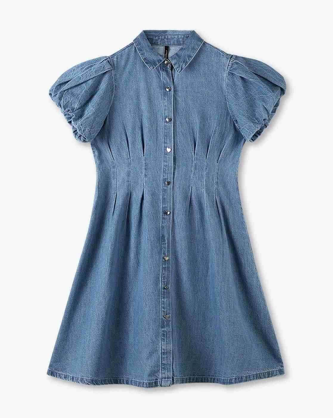RIO GIRLS | Girls A-Line Denim Dress|0