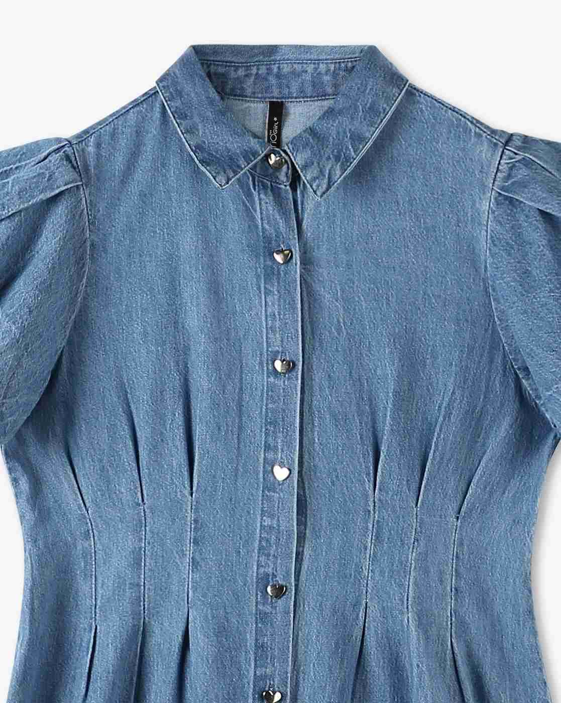RIO GIRLS | Girls A-Line Denim Dress|2