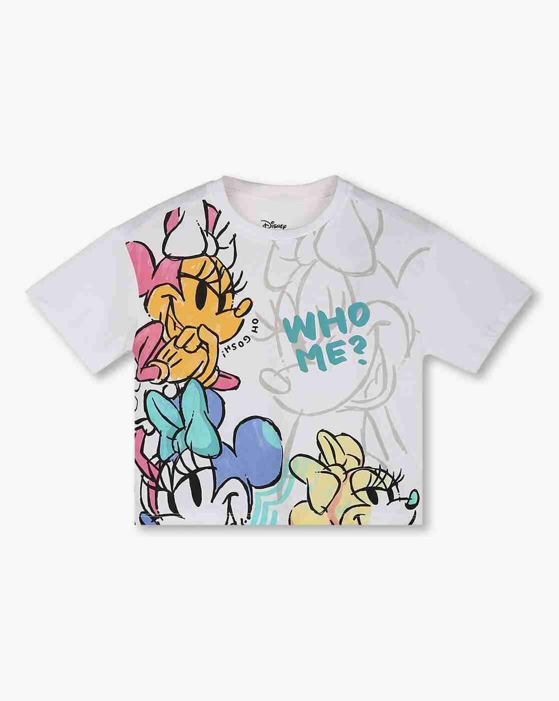 RIO GIRLS | Girls Minnie Mouse Print Regular Fit Round-Neck T-Shirt|0