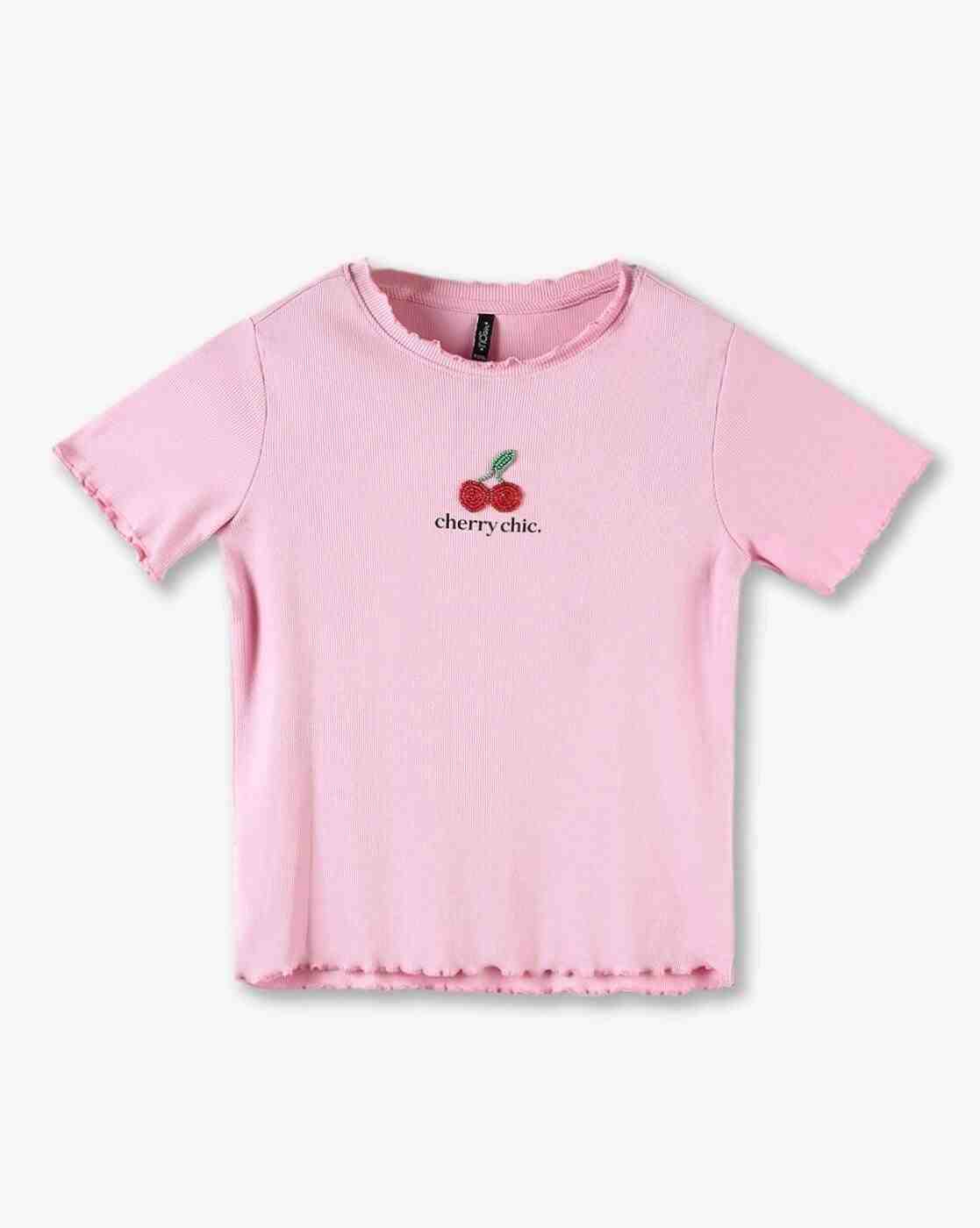 RIO GIRLS | Girls Cherry Chic Print Regular Fit Round-Neck T-Shirt|0
