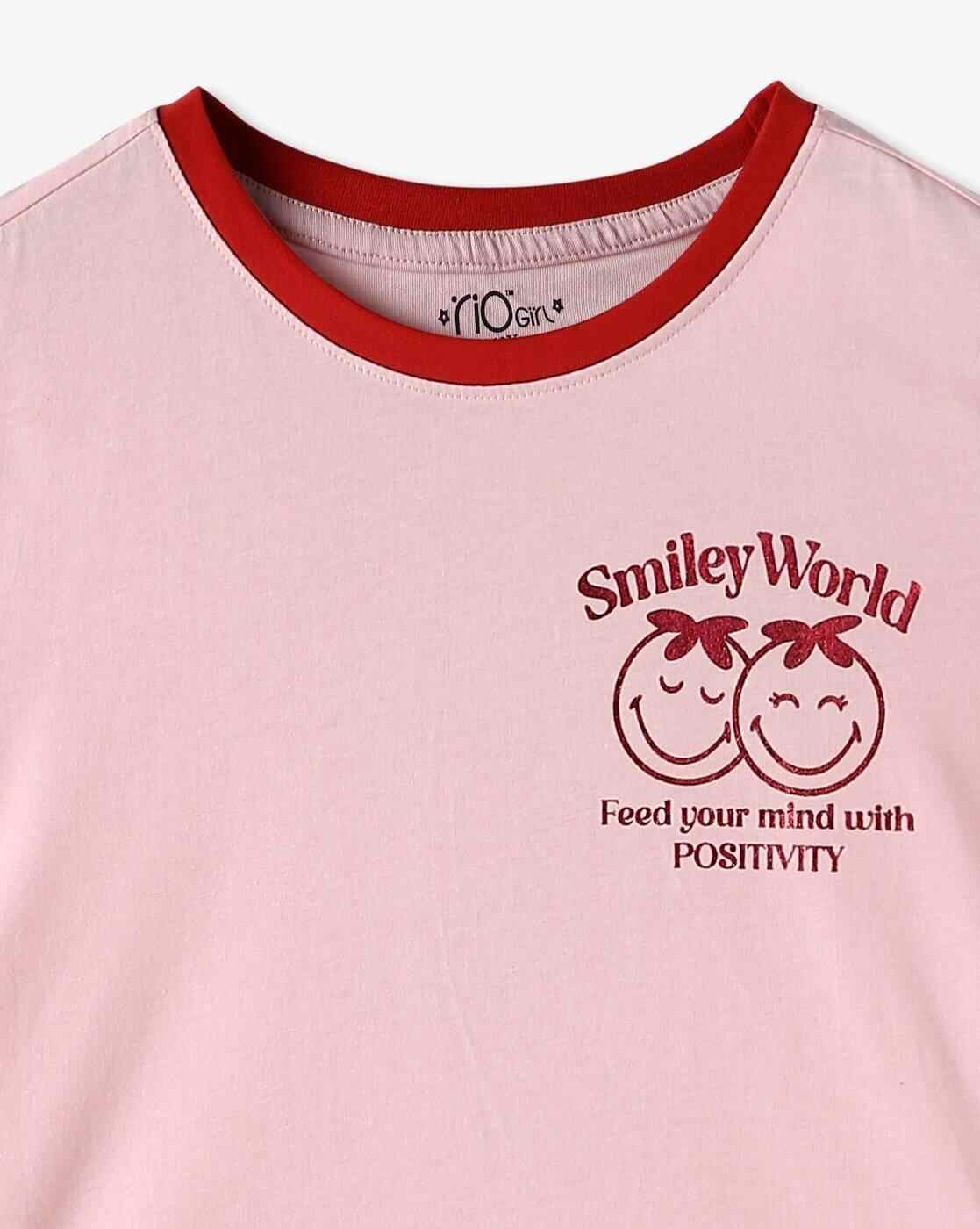 RIO GIRLS | Girls Graphic Print Regular Fit Round-Neck T-Shirt|2