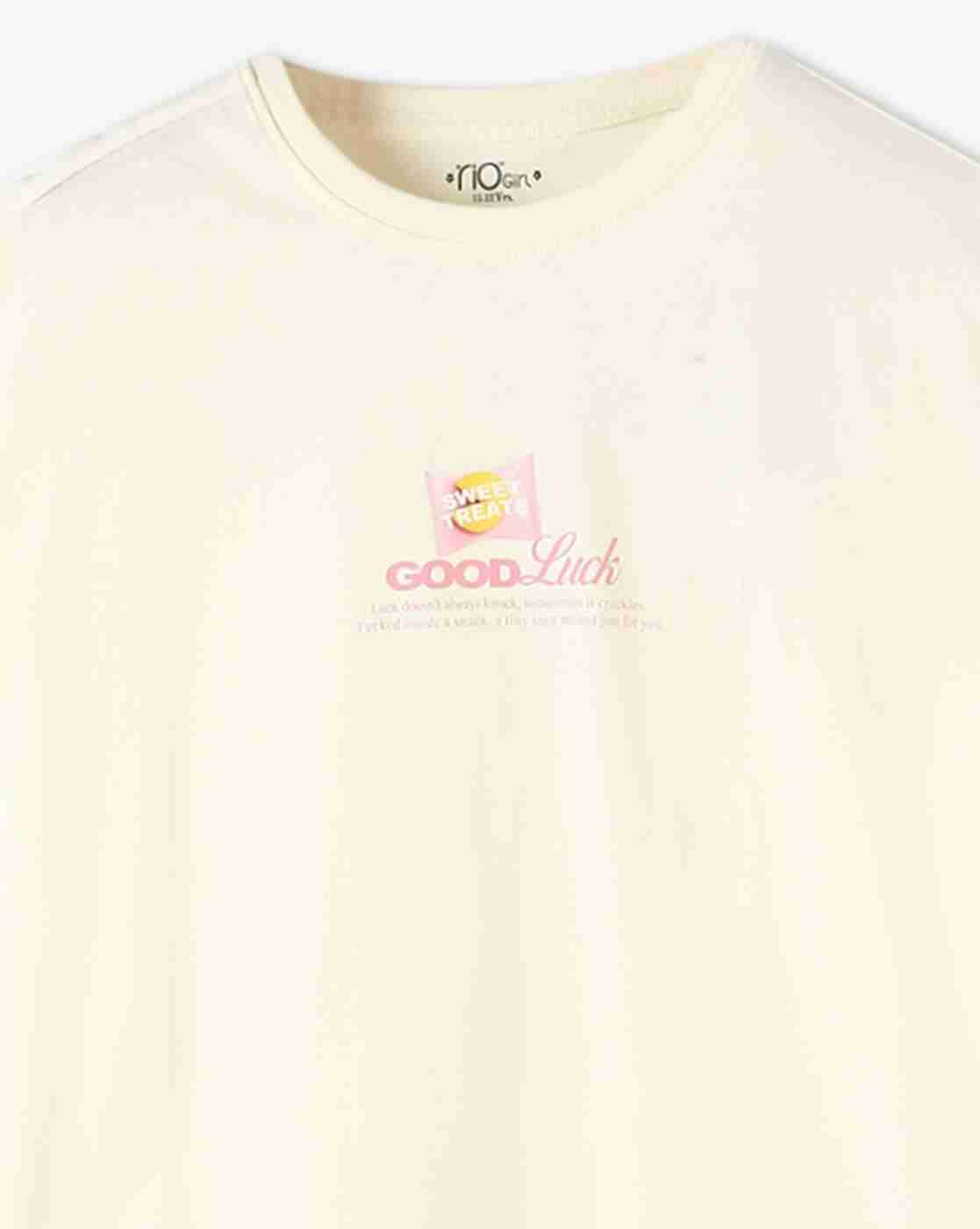 RIO GIRLS | Girls Graphic Print Oversized Round-Neck T-Shirt|2