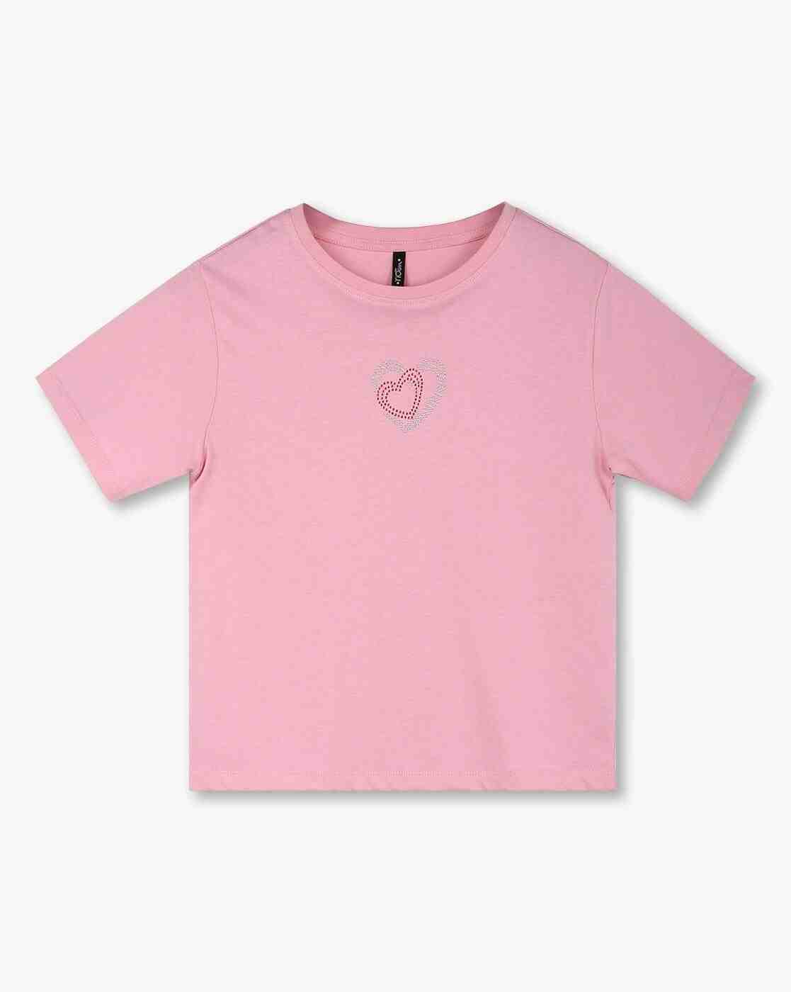 RIO GIRLS | Girls Embellished Regular Fit Round-Neck T-Shirt|0