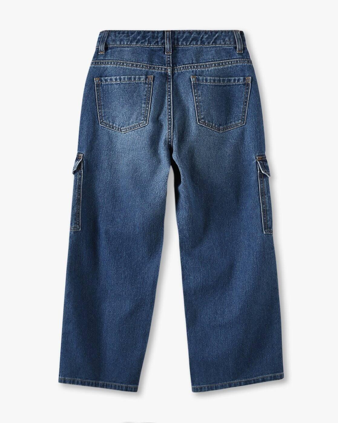 RIO GIRLS | Girls Lightly Washed Relaxed Cargo Jeans|1