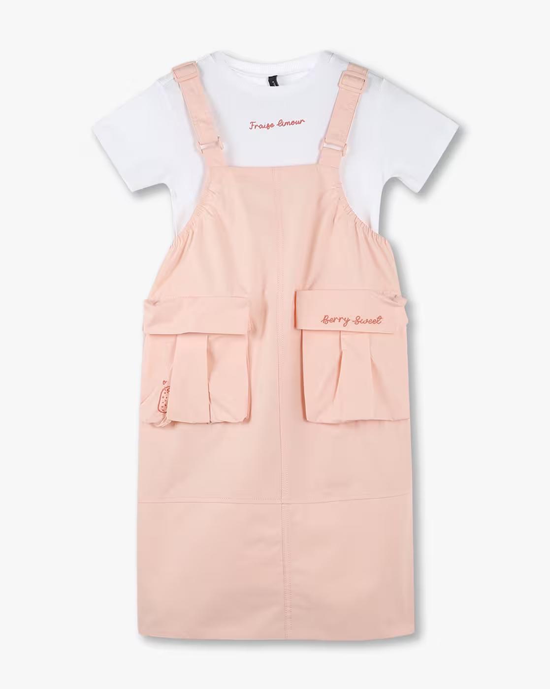 RIO GIRLS | Girls Cotton Pinafore Dress with T-Shirt|0