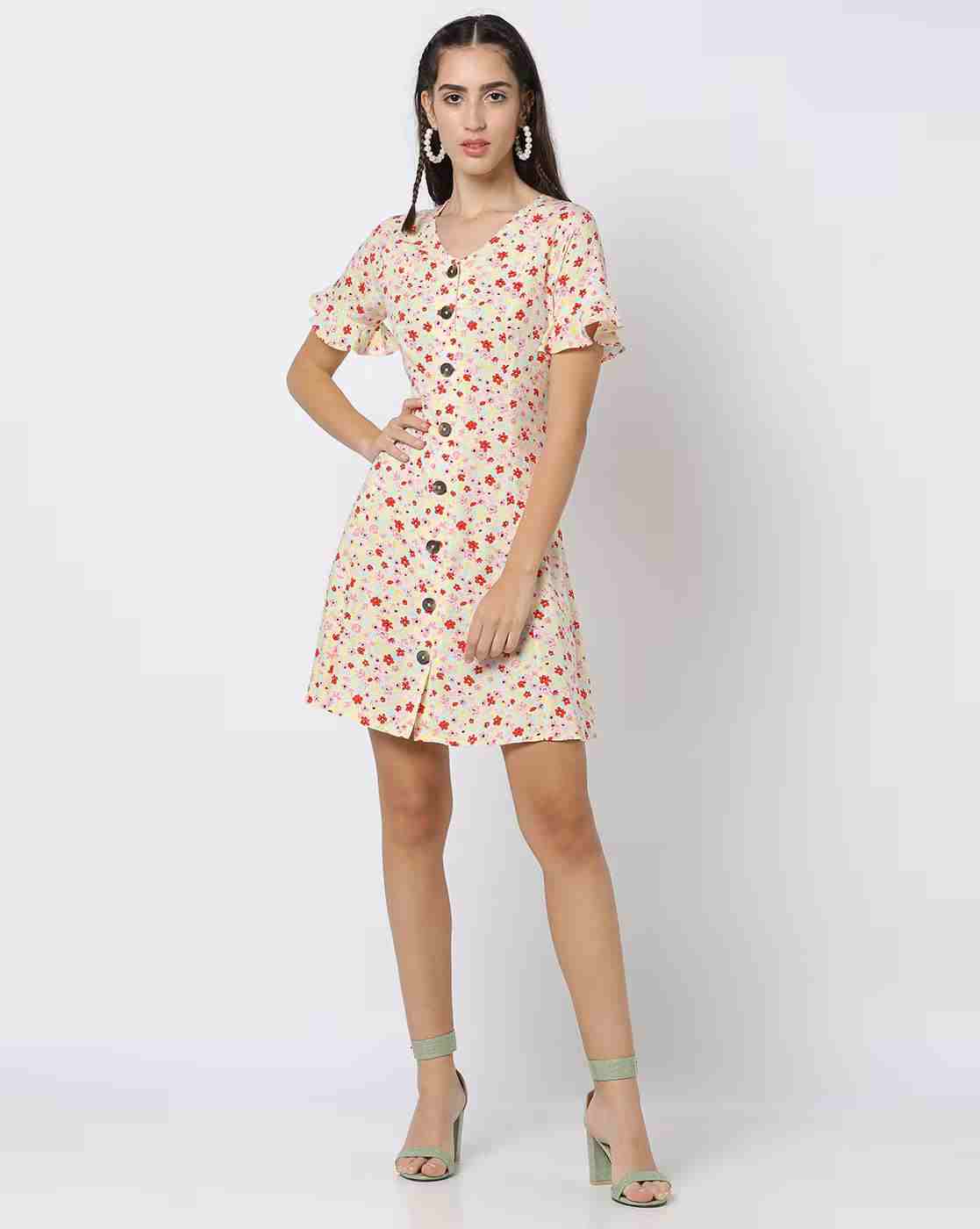 RIO | Floral Print V-Neck A-Line Dress|0