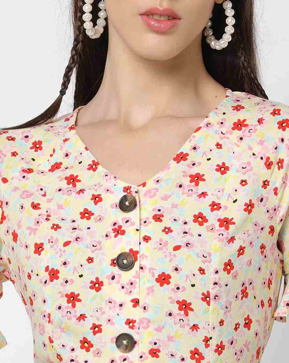 RIO | Floral Print V-Neck A-Line Dress|2