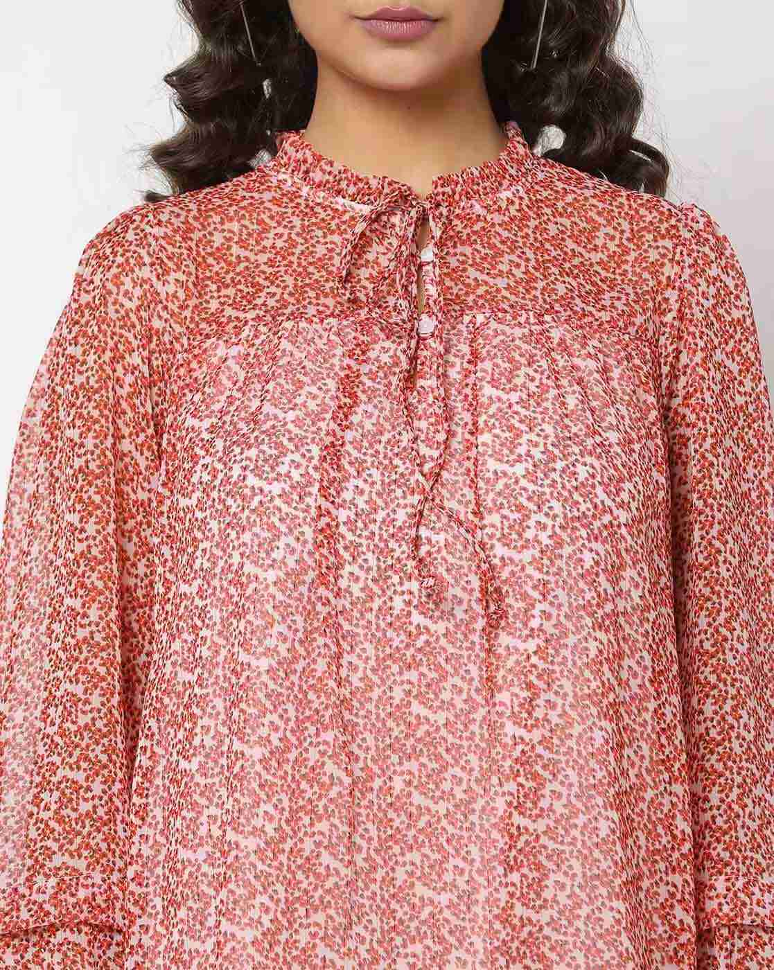 RIO | Printed Shift Dress with Bishop Sleeves|3