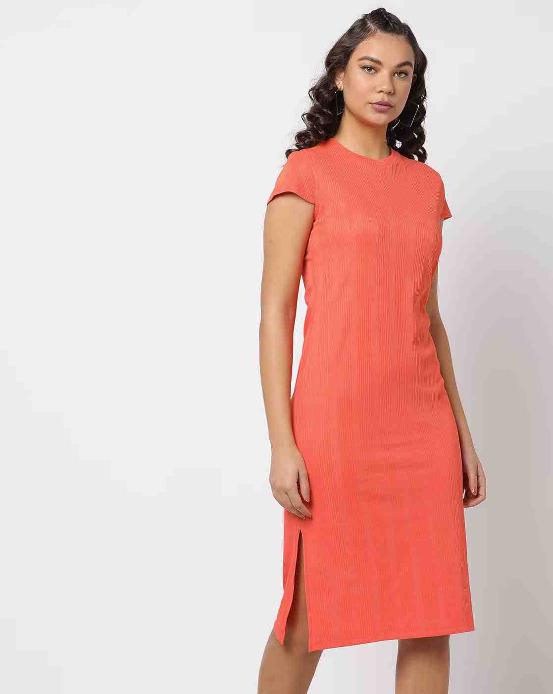 RIO | Ribbed Bodycon Dress with Cap Sleeves|0