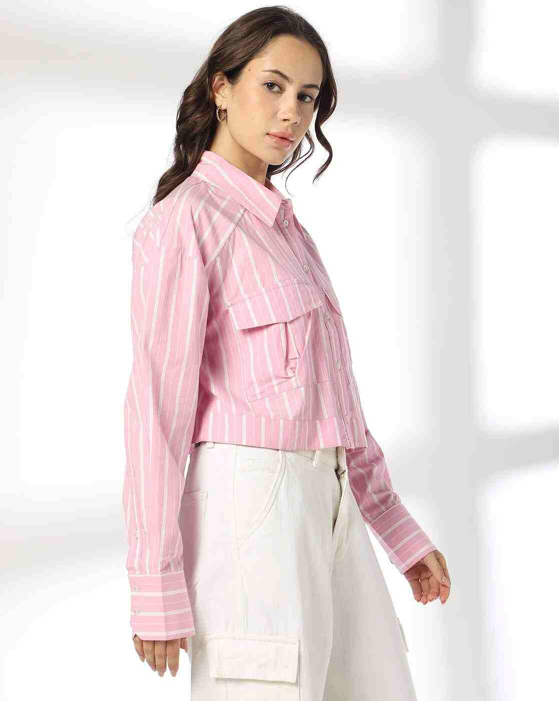 RIO | Women Striped Regular Fit Shirt with Flap Pockets|2