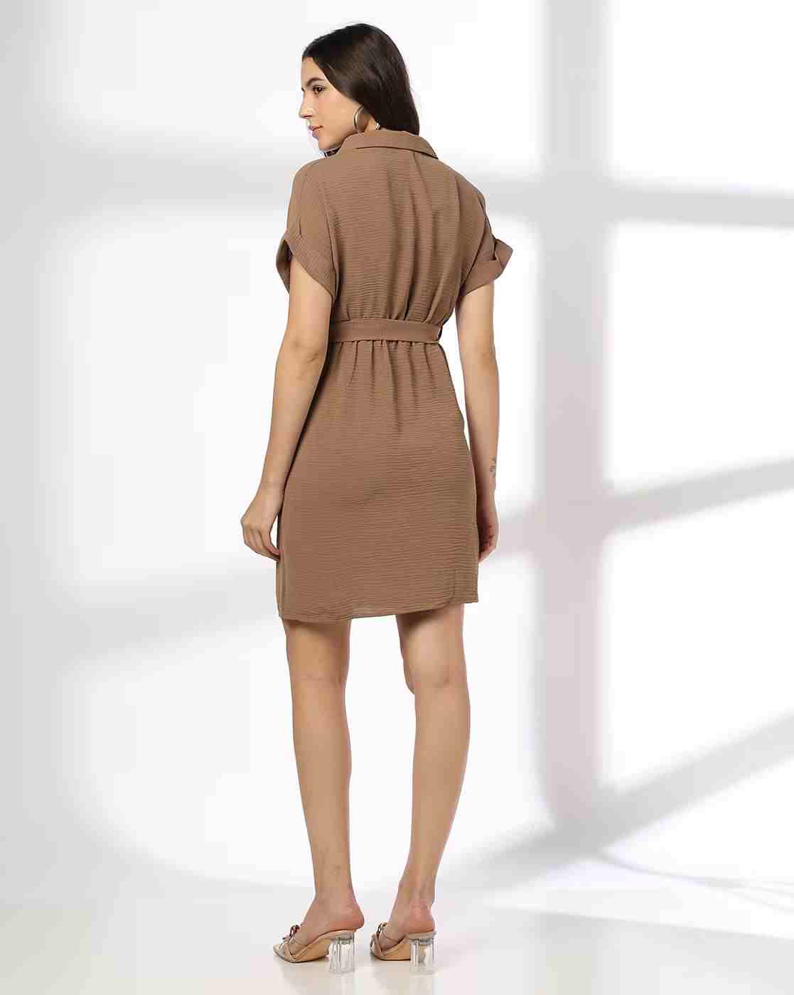 RIO | Women Textured Shirt Dress with Belt|2