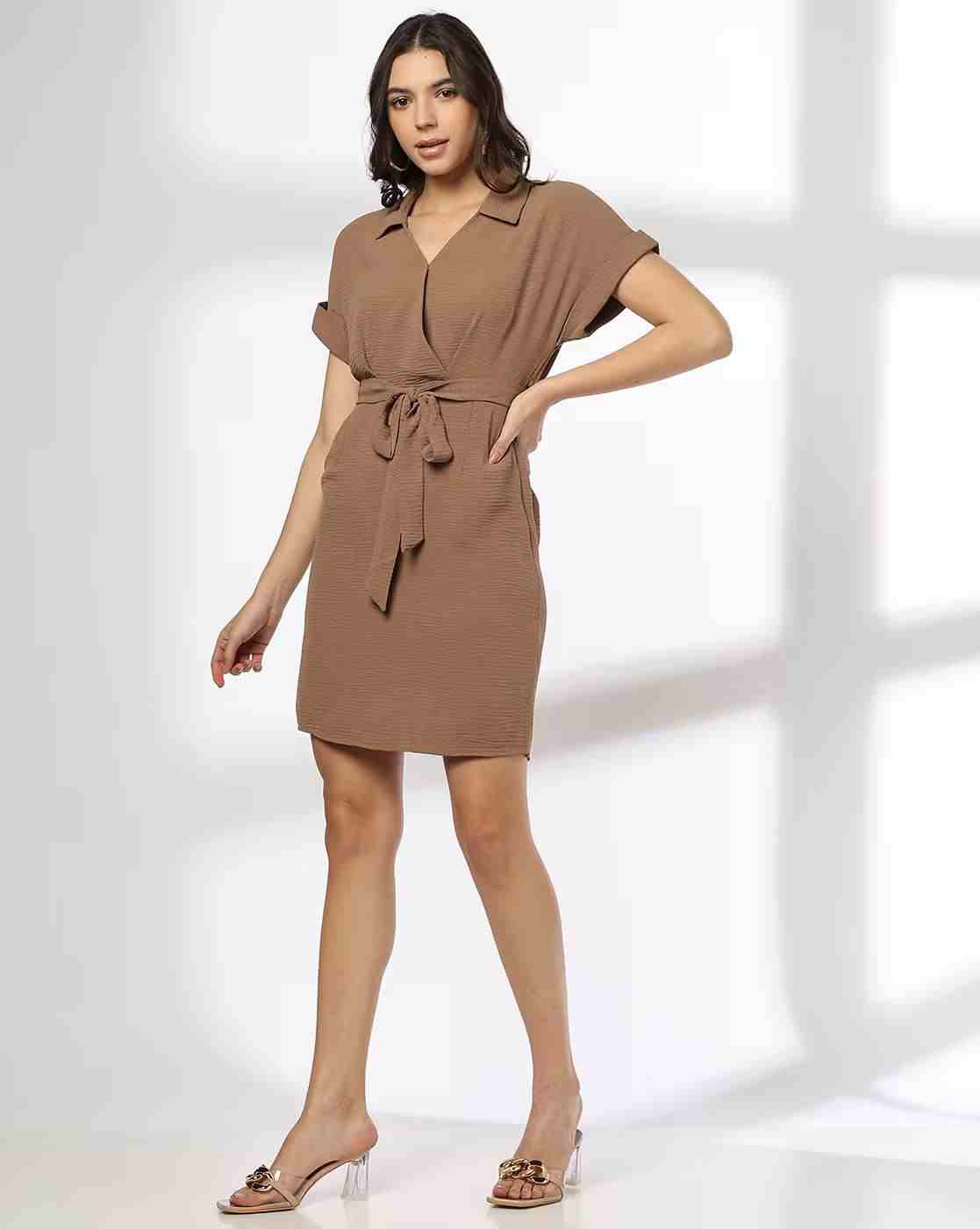 RIO | Women Textured Shirt Dress with Belt|3
