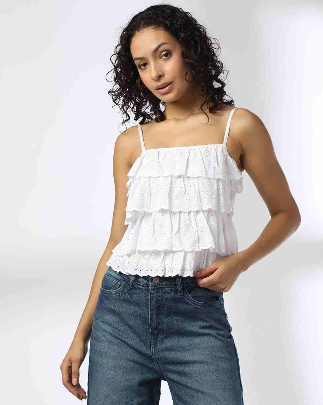 RIO | Women Schiffli Embroidered Regular Fit Strappy Top|0