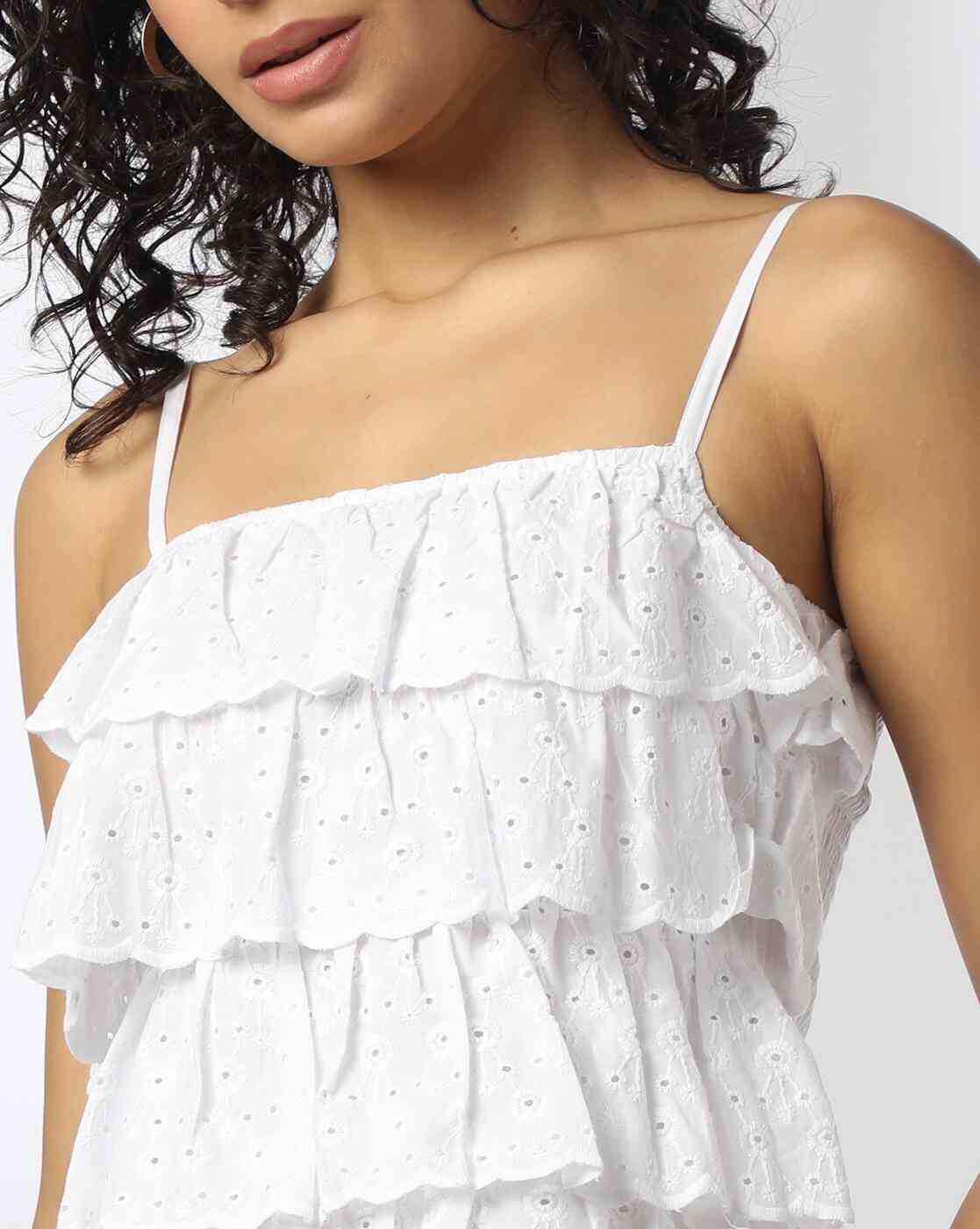 RIO | Women Schiffli Embroidered Regular Fit Strappy Top|3