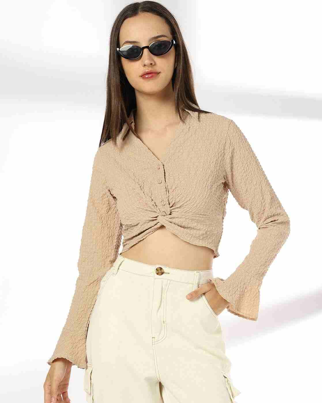 RIO | Women Crinkled Regular Fit Crop Shirt|0