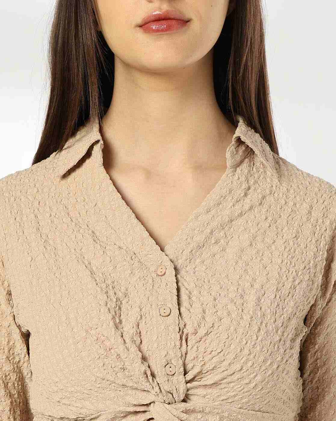 RIO | Women Crinkled Regular Fit Crop Shirt|3