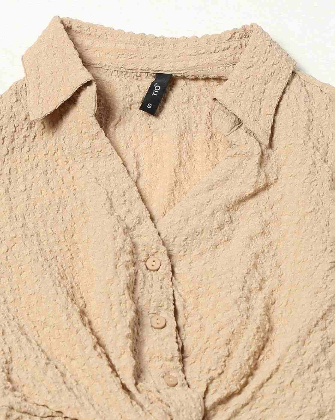 RIO | Women Crinkled Regular Fit Crop Shirt|4