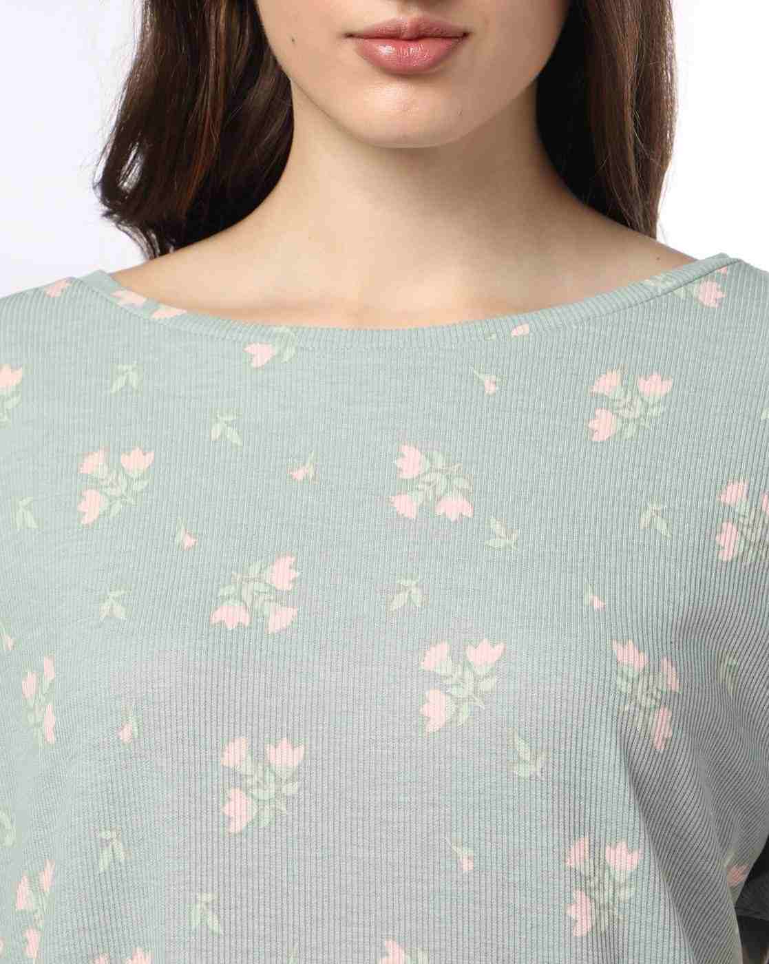 RIO | Women Floral Print Regular Fit Boat-Neck Top|3