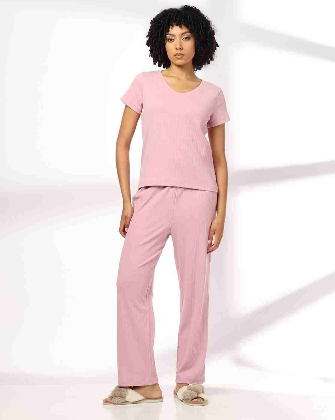 RIO | Women Patterned Regular Fit V-Neck T-Shirt & Pyjamas Set|0