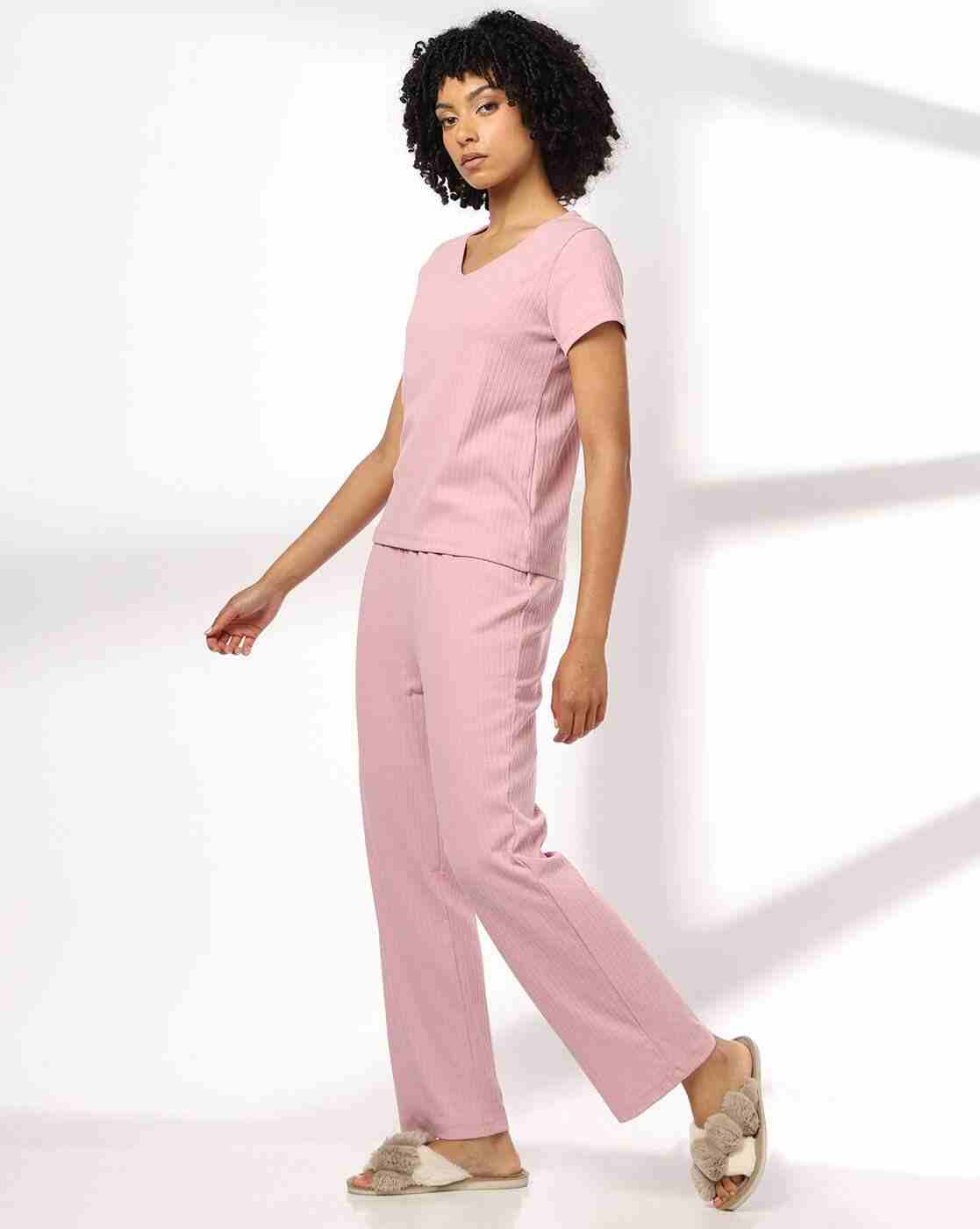 RIO | Women Patterned Regular Fit V-Neck T-Shirt & Pyjamas Set|1