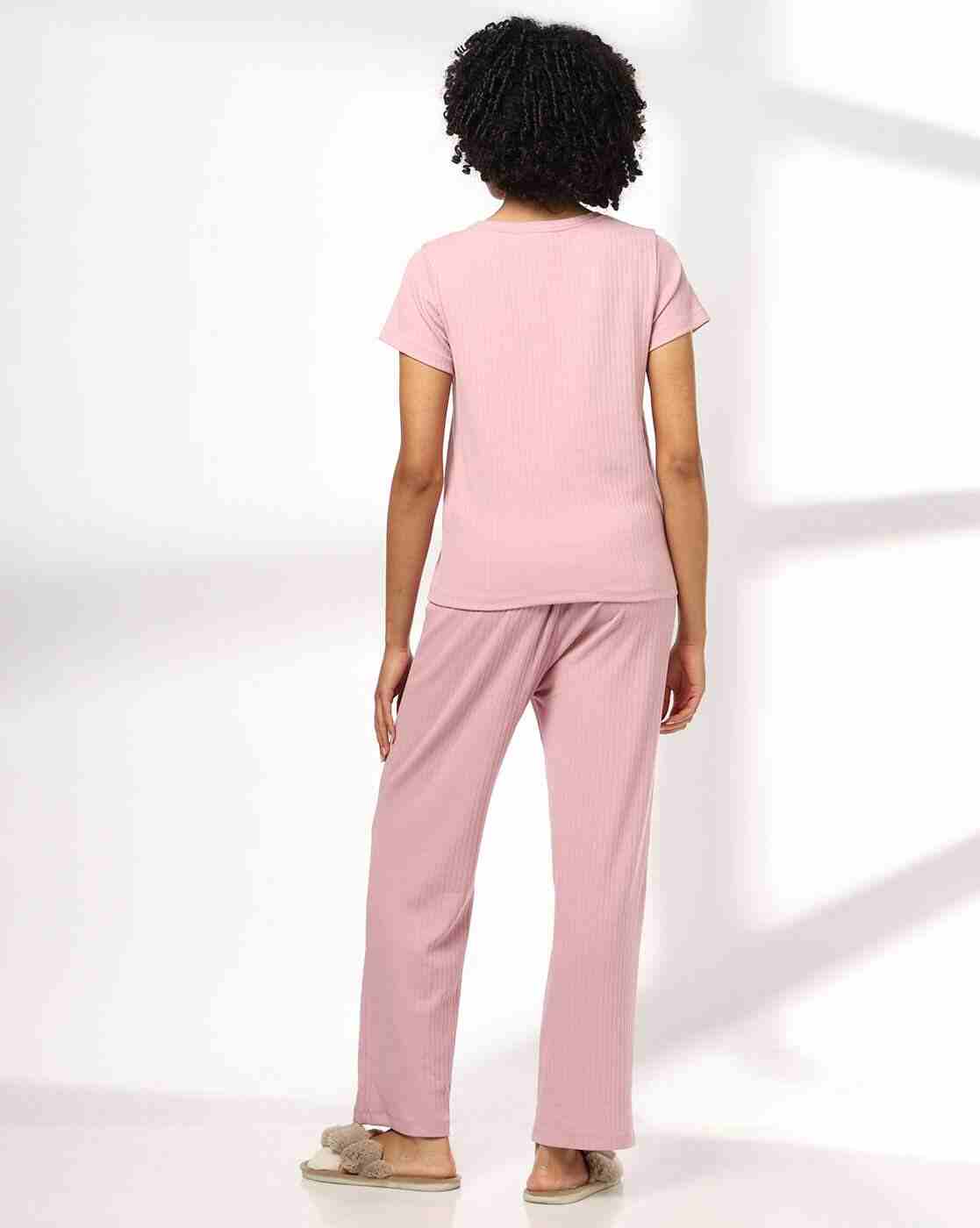 RIO | Women Patterned Regular Fit V-Neck T-Shirt & Pyjamas Set|2