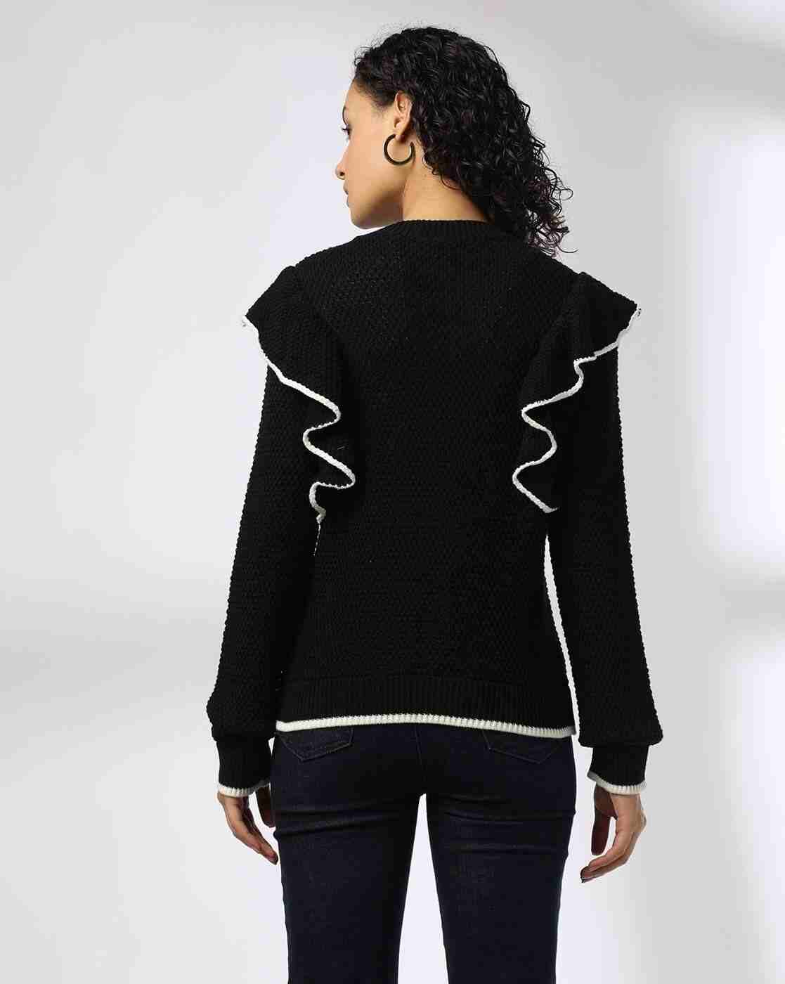 RIO | Women Patterned Regular Fit Sweater with Ruffles|2