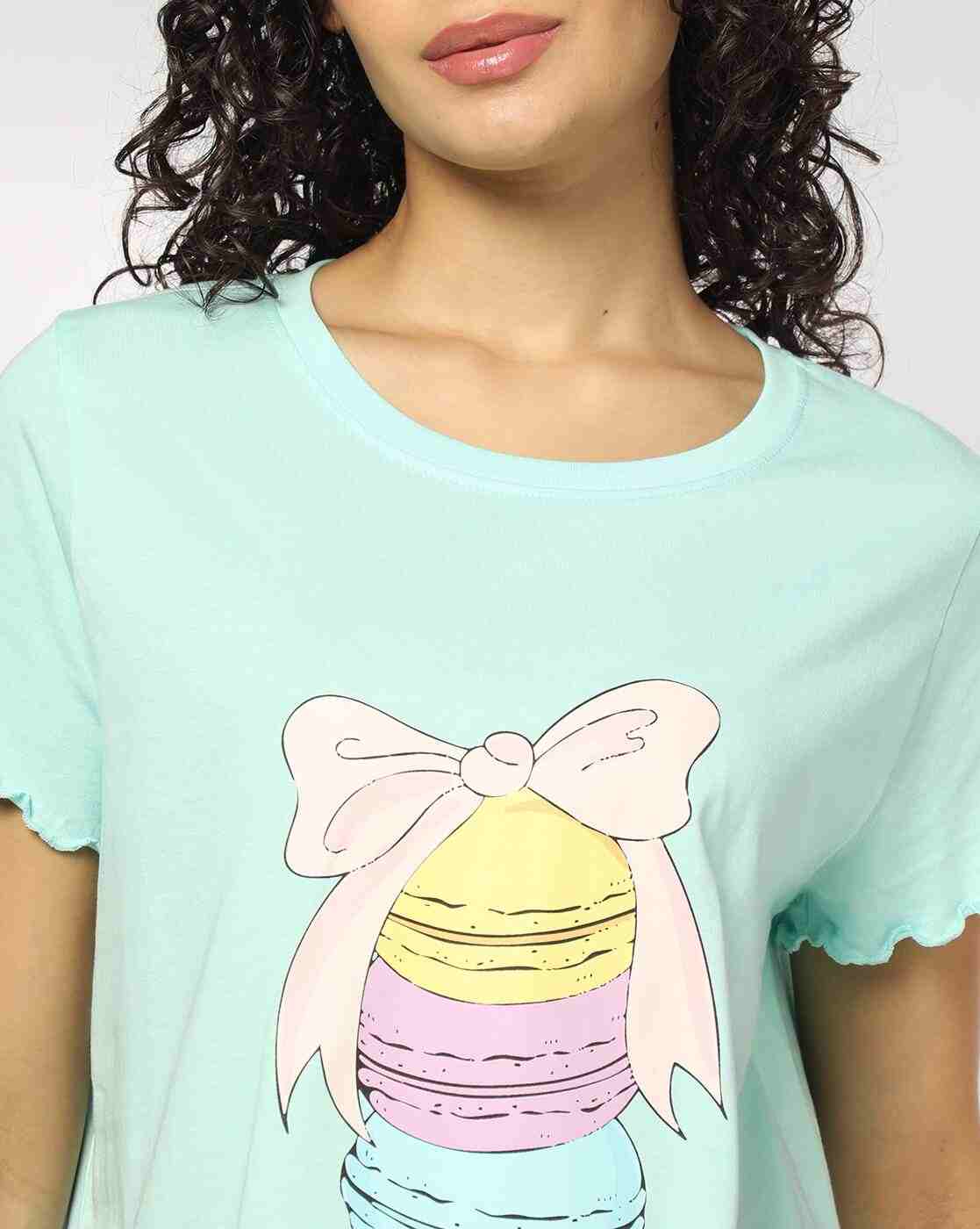 RIO | Women Graphic Print Round-Neck T-Shirt & Shorts Set|3