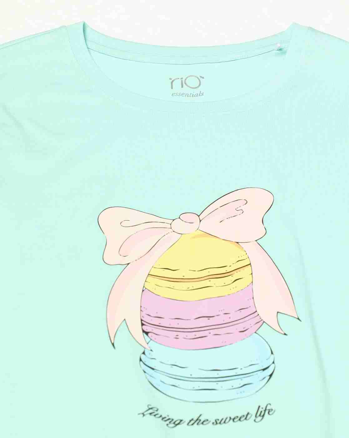 RIO | Women Graphic Print Round-Neck T-Shirt & Shorts Set|5