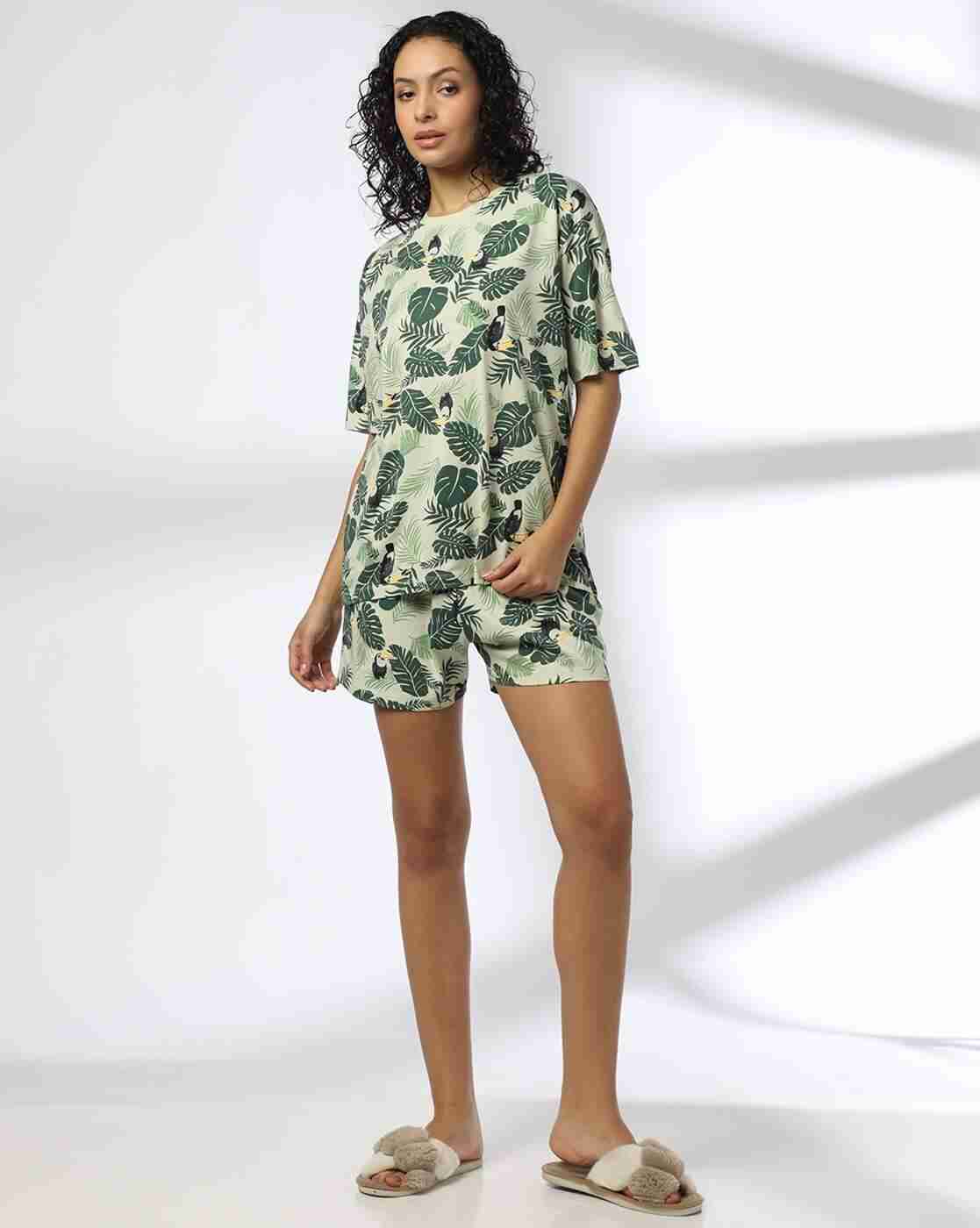 RIO | Women Tropical Print Cotton T-Shirt & Shorts Set|0