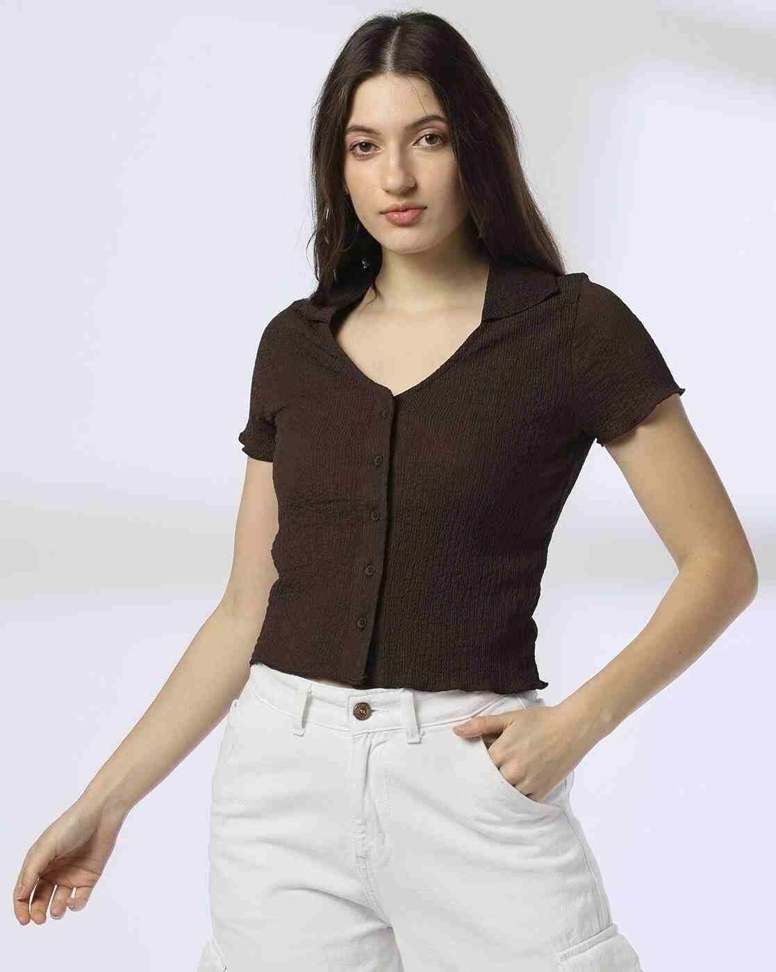 RIO | Women Slim Fit Shirt with Lettuce Hem|0