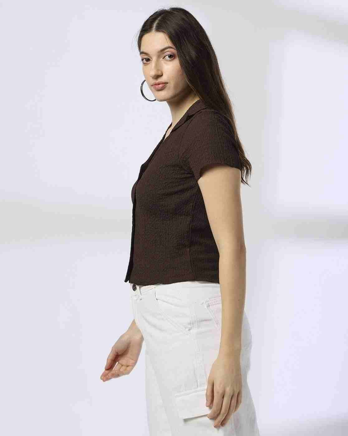RIO | Women Slim Fit Shirt with Lettuce Hem|1