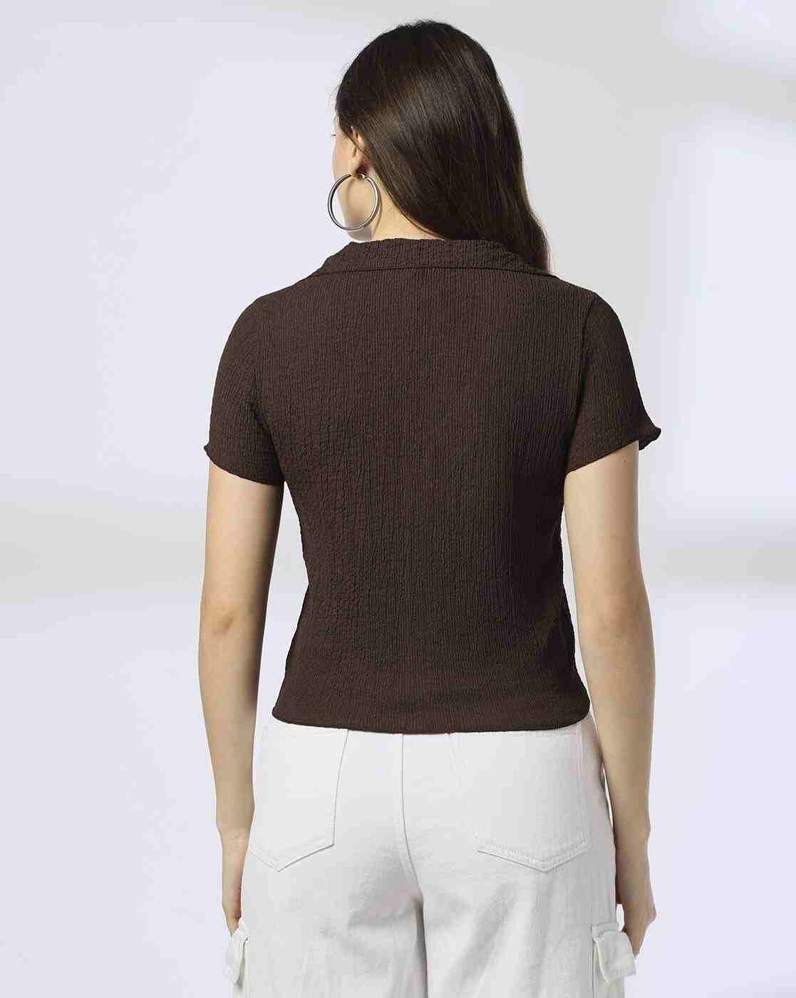 RIO | Women Slim Fit Shirt with Lettuce Hem|2