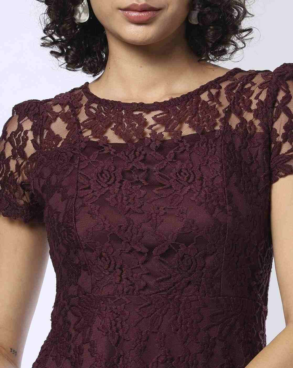 RIO | Women Lace Round-Neck A-Line Dress|3
