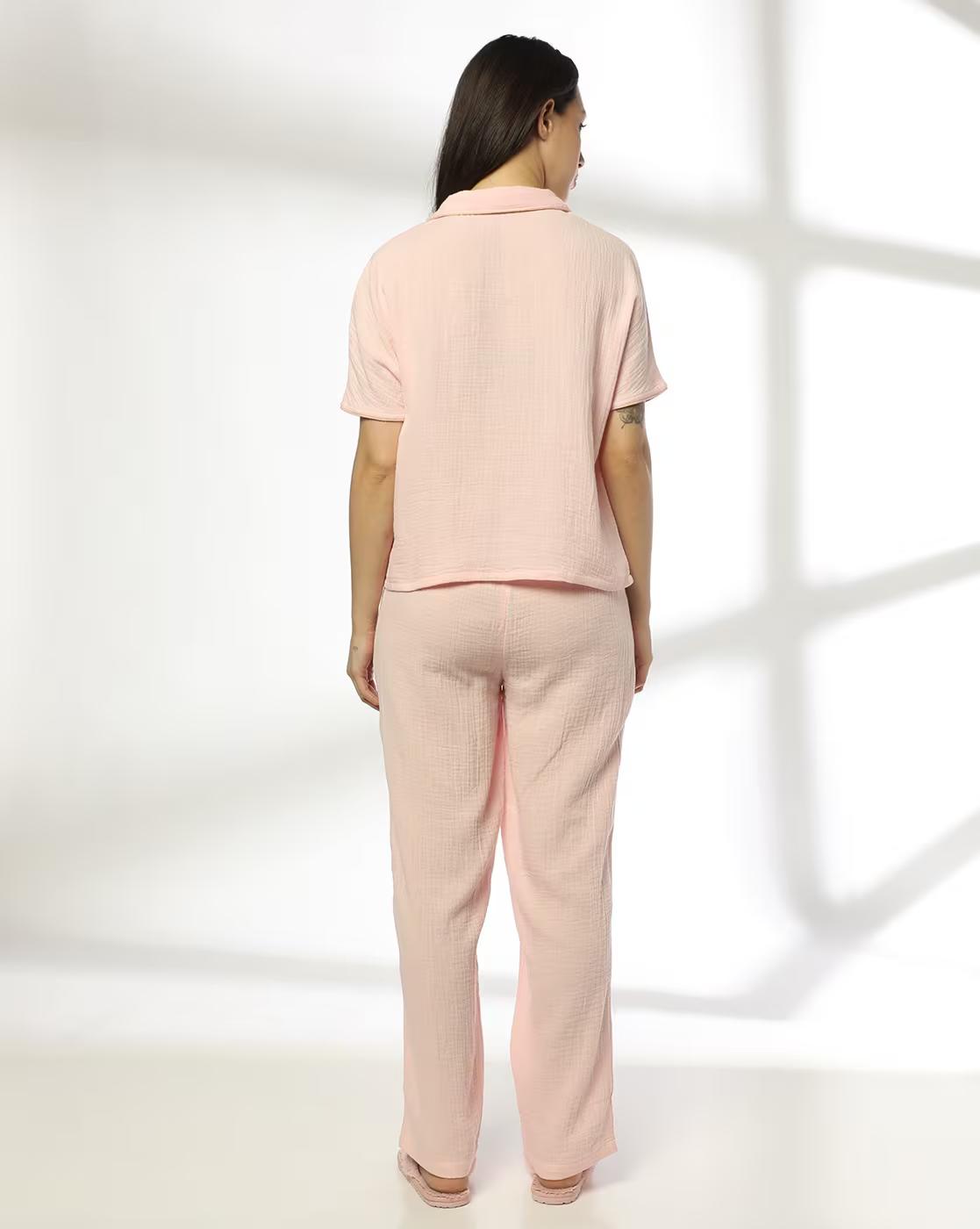 RIO | Women Collar-Neck Woven Sleepwear Set|2
