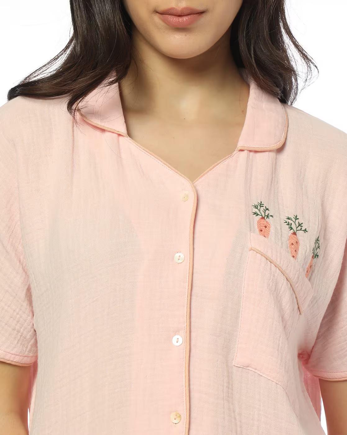 RIO | Women Collar-Neck Woven Sleepwear Set|3