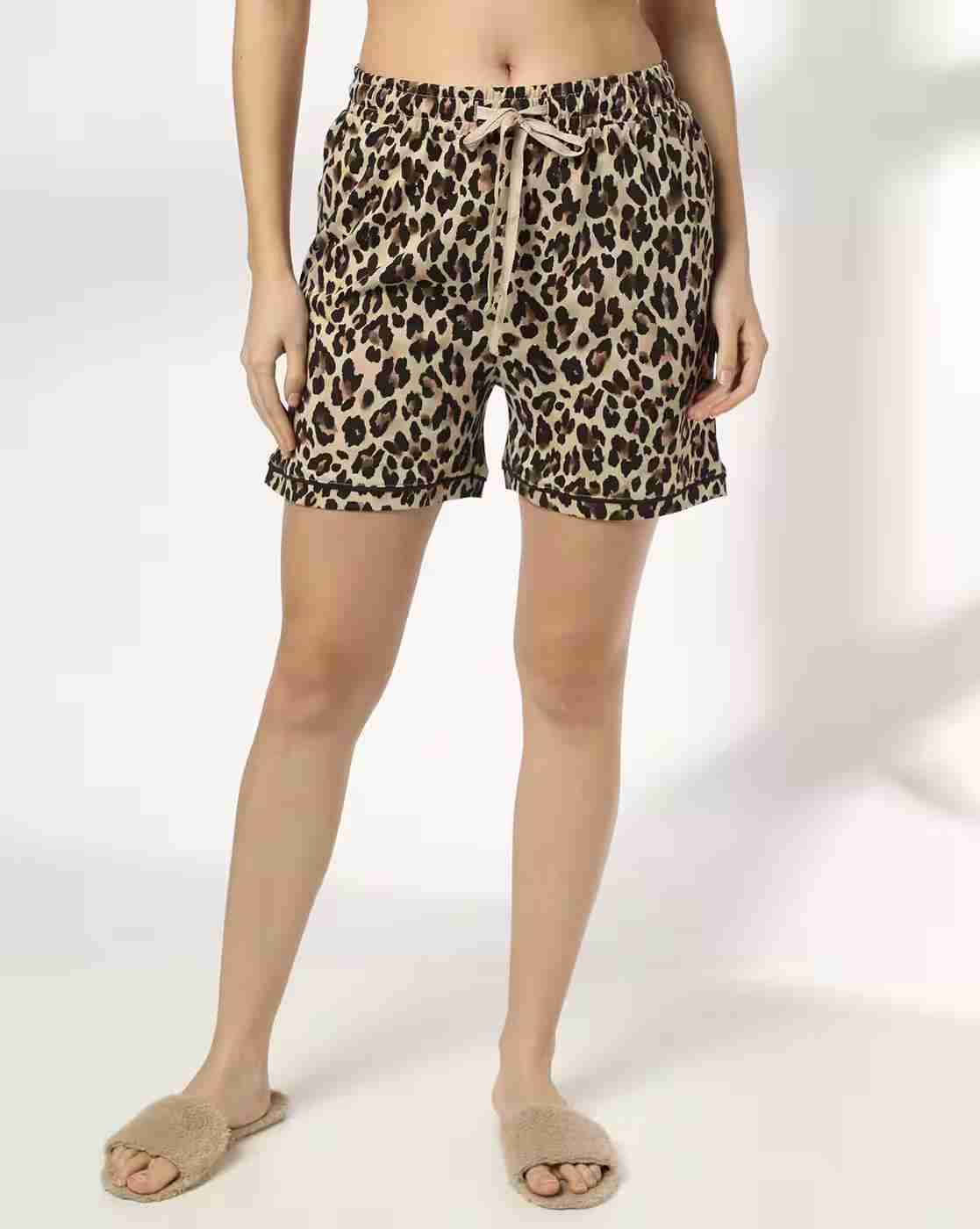 RIO | Women Animal Print Regular Fit Knit Shorts|0