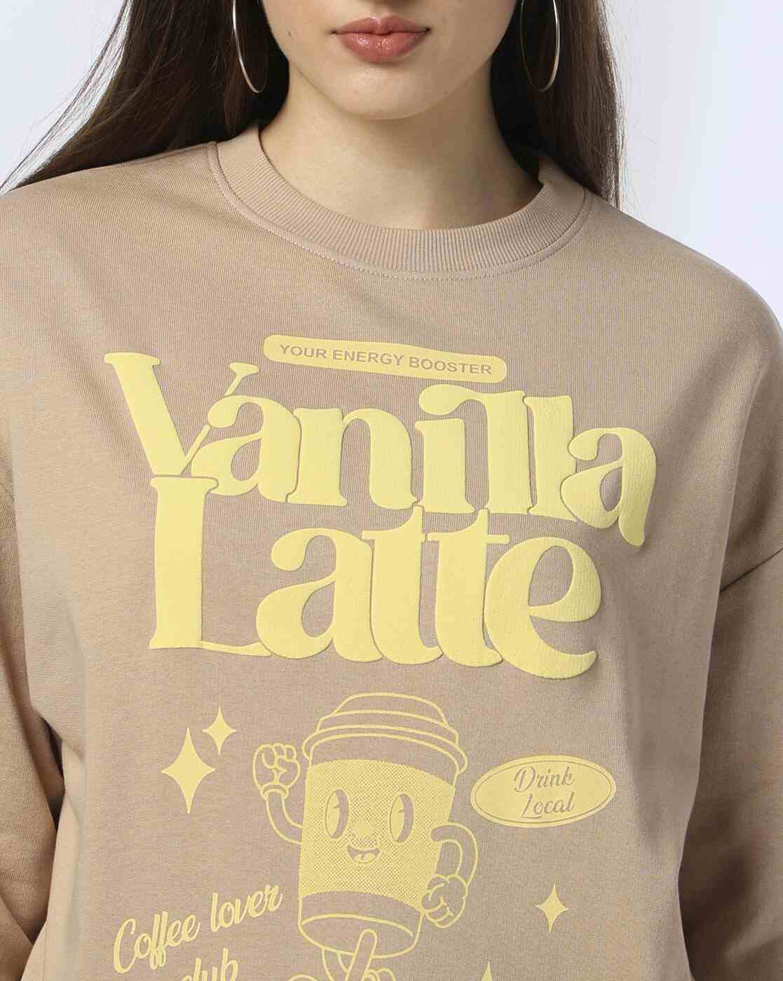 RIO | Women Vanilla Latter Print Regular Fit Sweatshirt|3