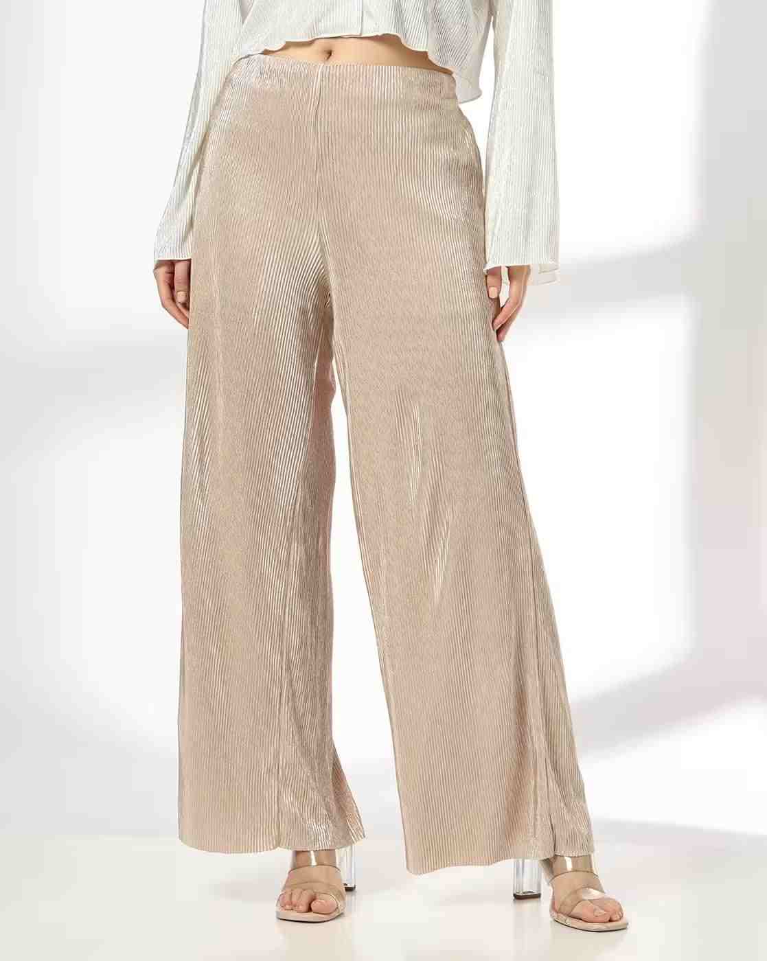 RIO | Women Ribbed Relaxed Fit Plisse Pants|0