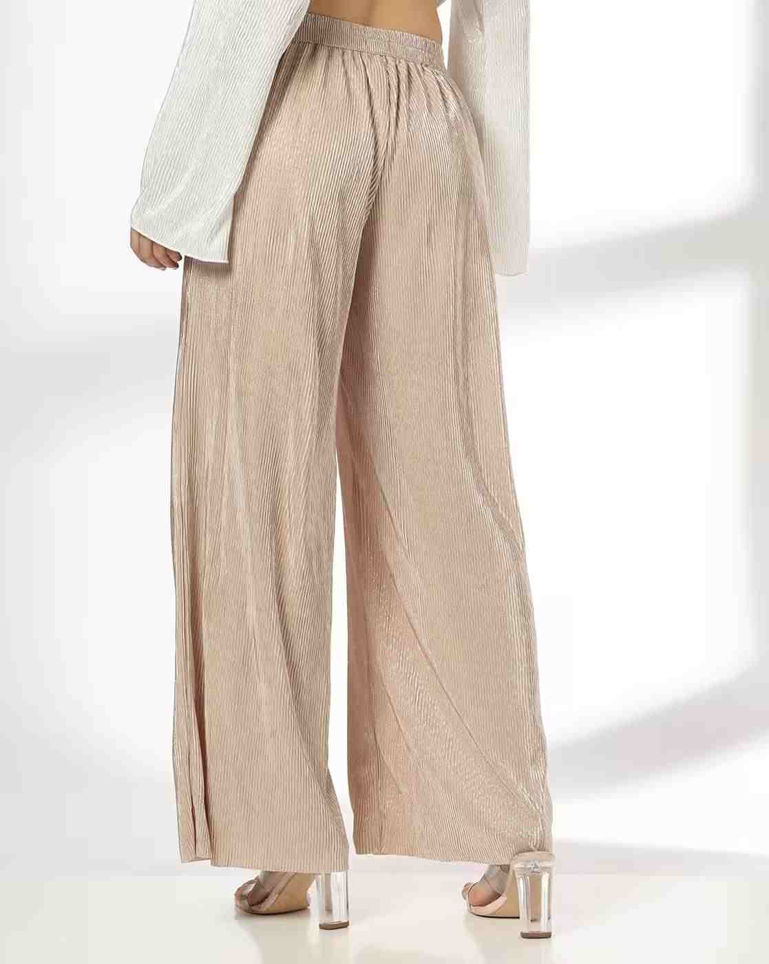 RIO | Women Ribbed Relaxed Fit Plisse Pants|2
