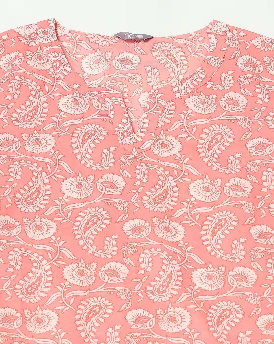 RIO | Women Floral Print Cotton Top & Pyjamas Set|5