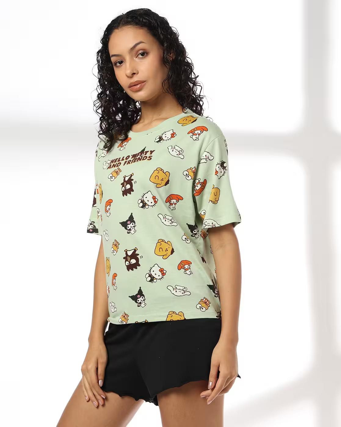 RIO | Women Hello Kitty & Friends Print Round-Neck T-Shirt|1