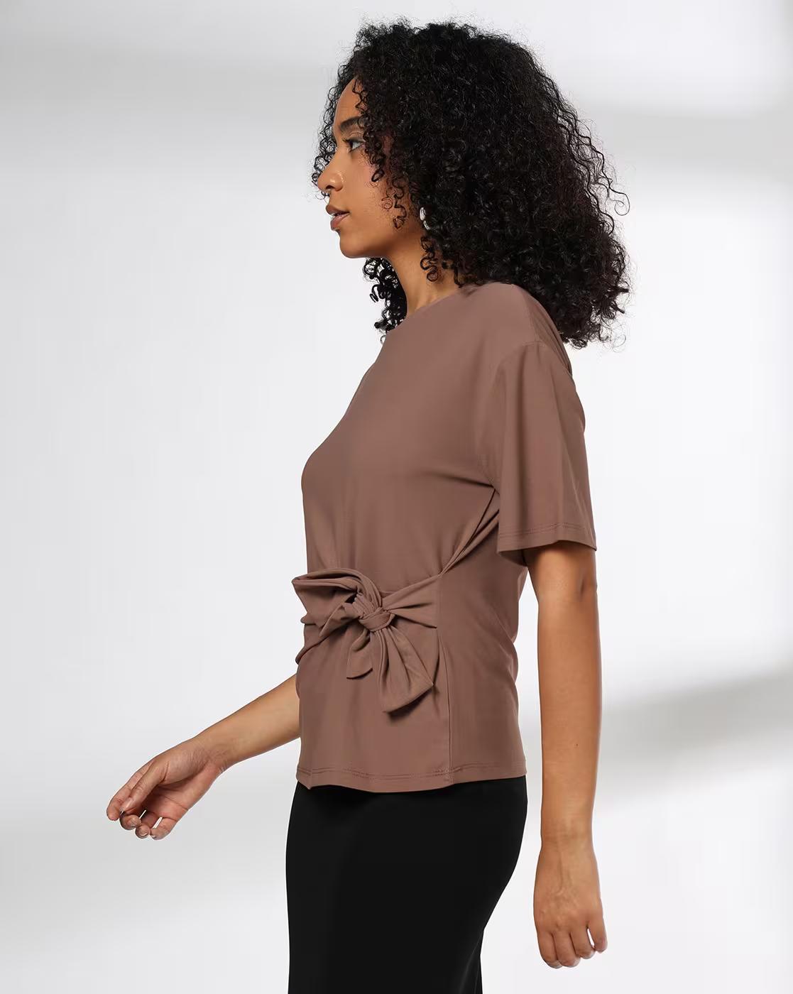RIO | Women Regular Fit Top with Tie-Up|1