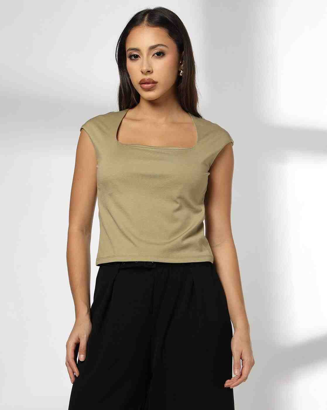 RIO | Women Regular Fit Square-Neck T-Shirt|0
