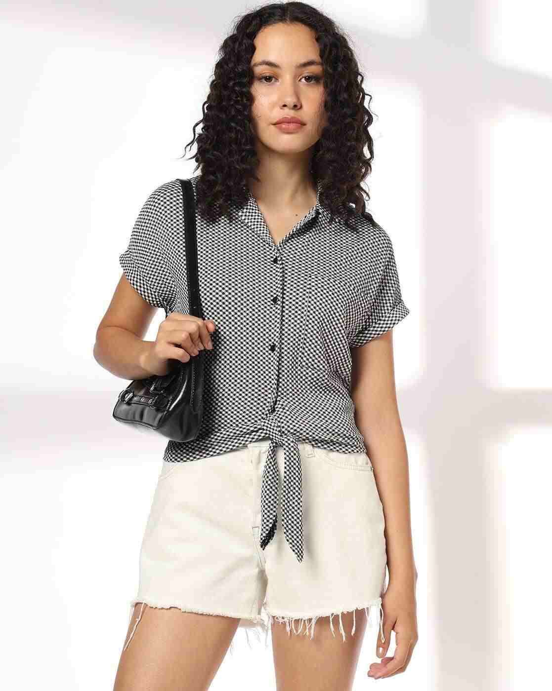 RIO | Women Ghingham Checked Regular Fit Knit Shirt|0