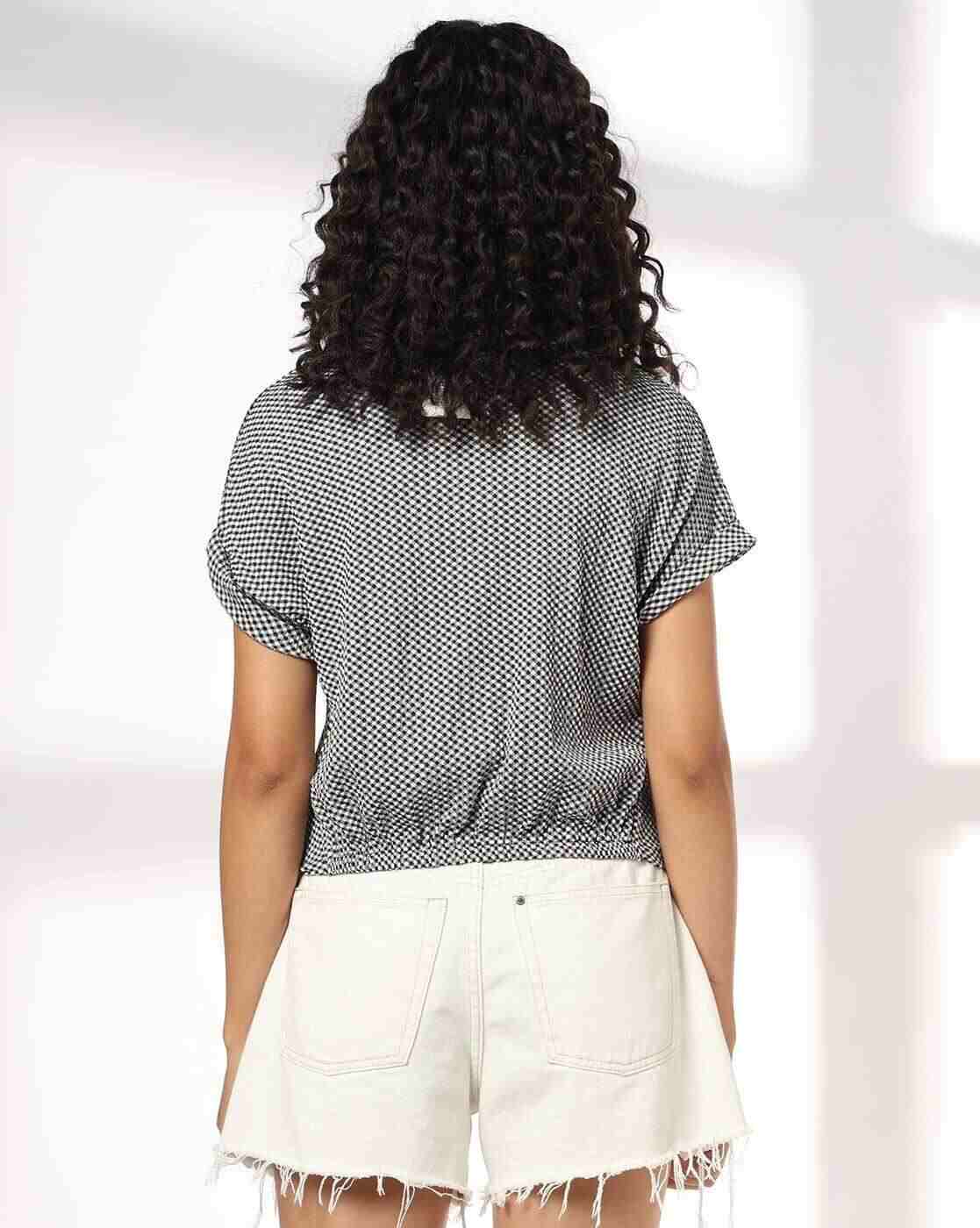 RIO | Women Ghingham Checked Regular Fit Knit Shirt|2