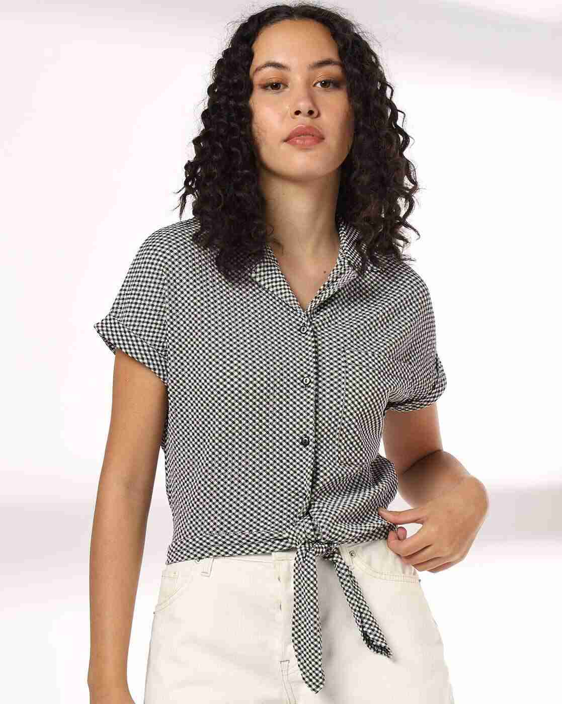 RIO | Women Ghingham Checked Regular Fit Knit Shirt|3