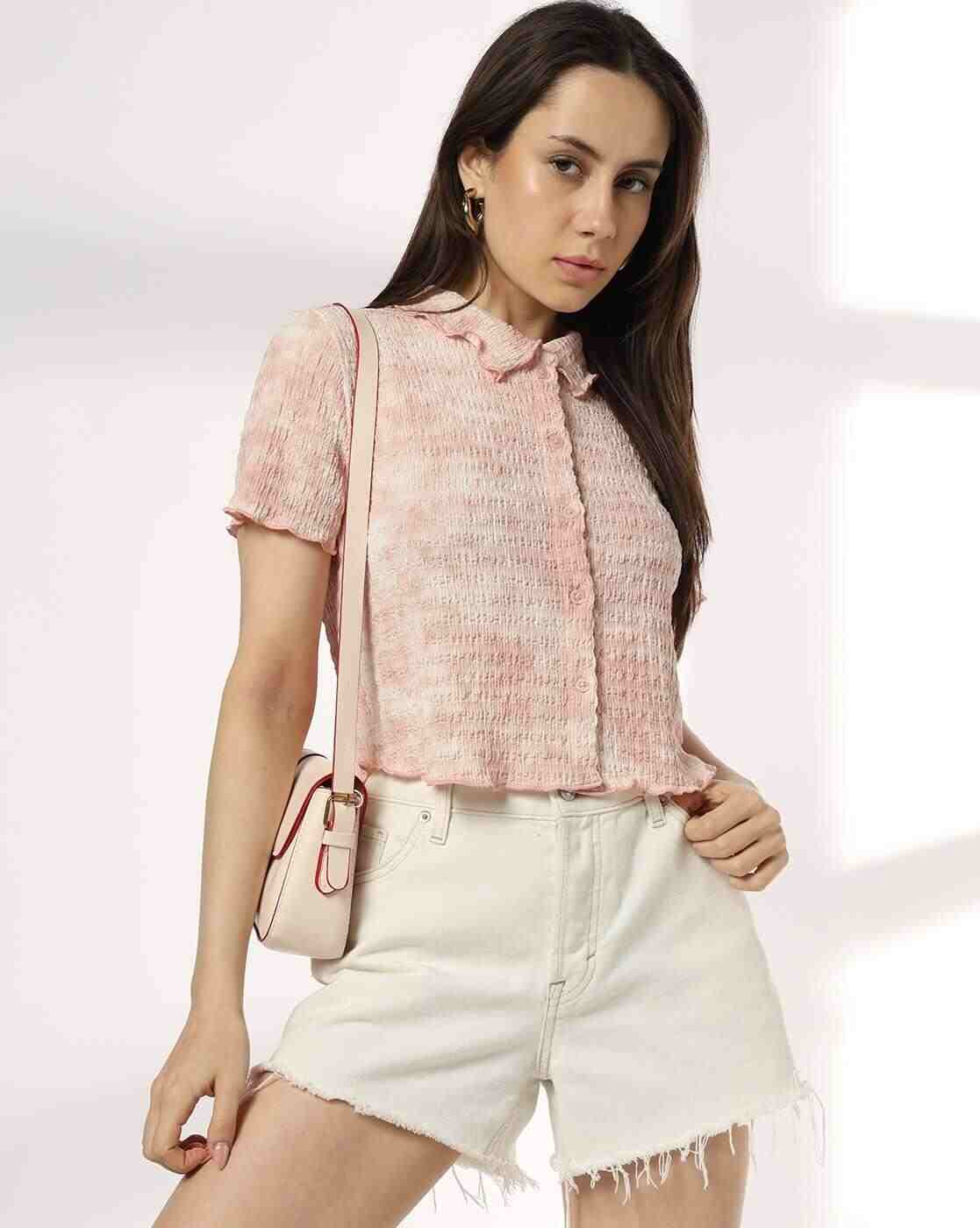 Women Slim Fit Crop Shirt