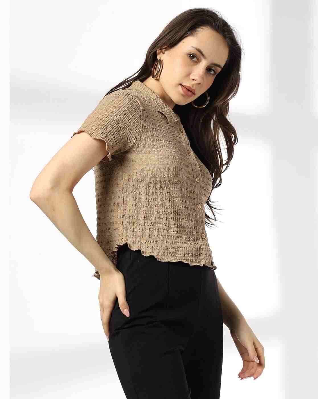 RIO | Women Slim Fit Crop Shirt|1
