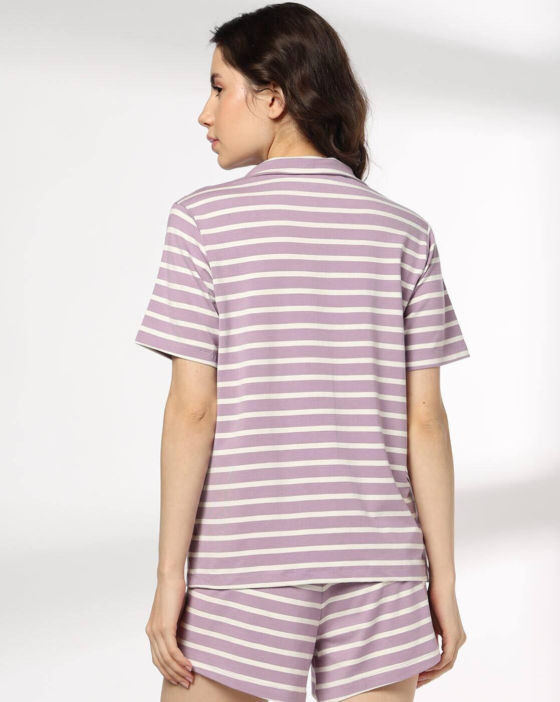 RIO | Women Striped Shirt with Spread Collar|2