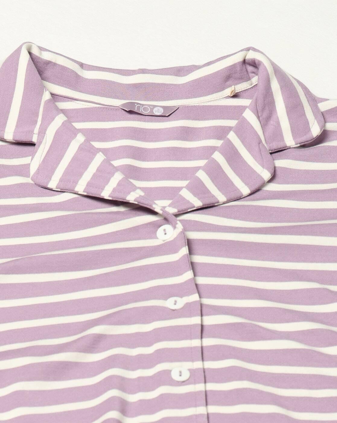 RIO | Women Striped Shirt with Spread Collar|4